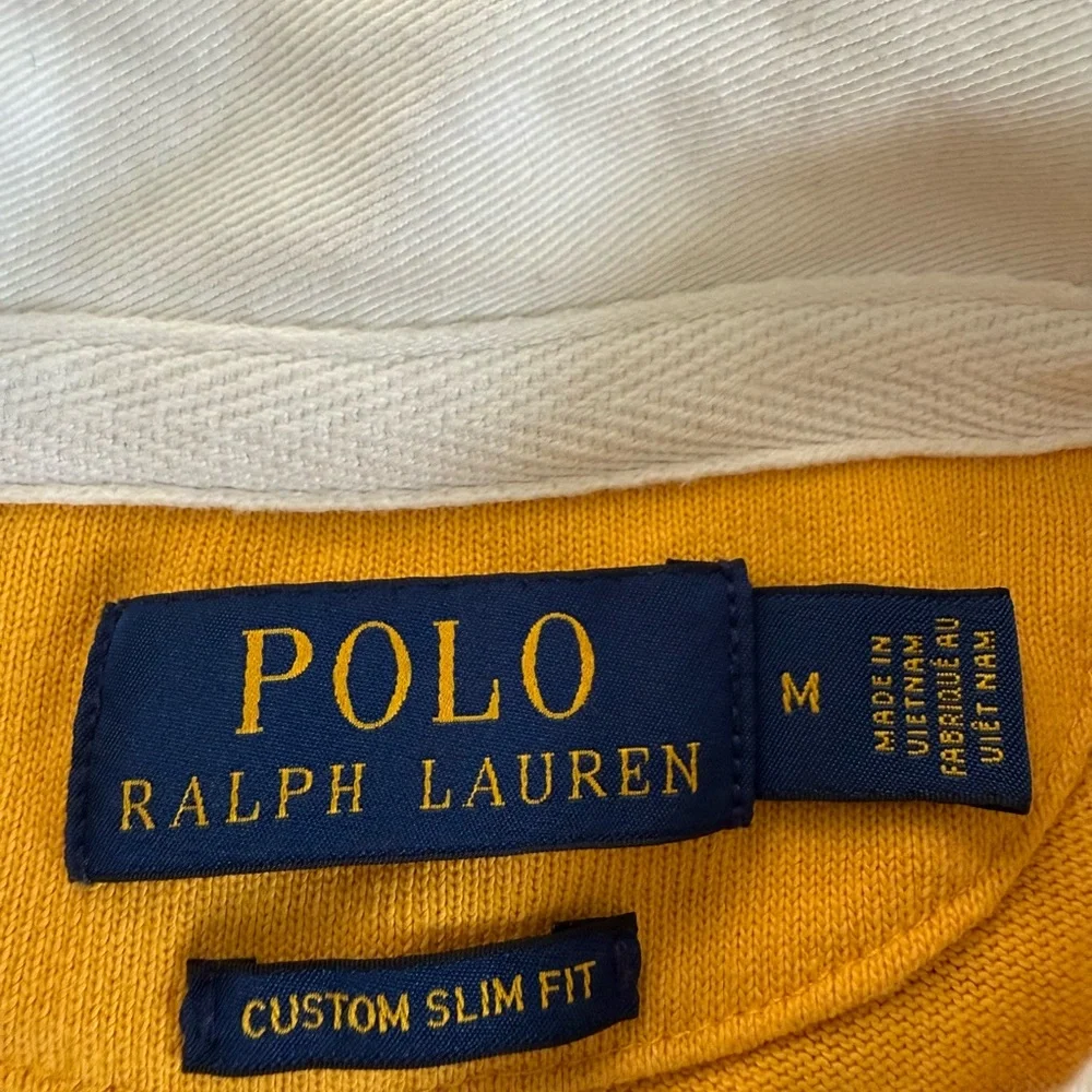 Polo Ralph Lauren Navy Royal Blue/Yellow Gold Colorblock Long Sleeve PatchedPolo